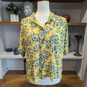 Vans Floral Loose Fit Button Up Short Sleeve Floral Hawaiian Shirt Size Medium